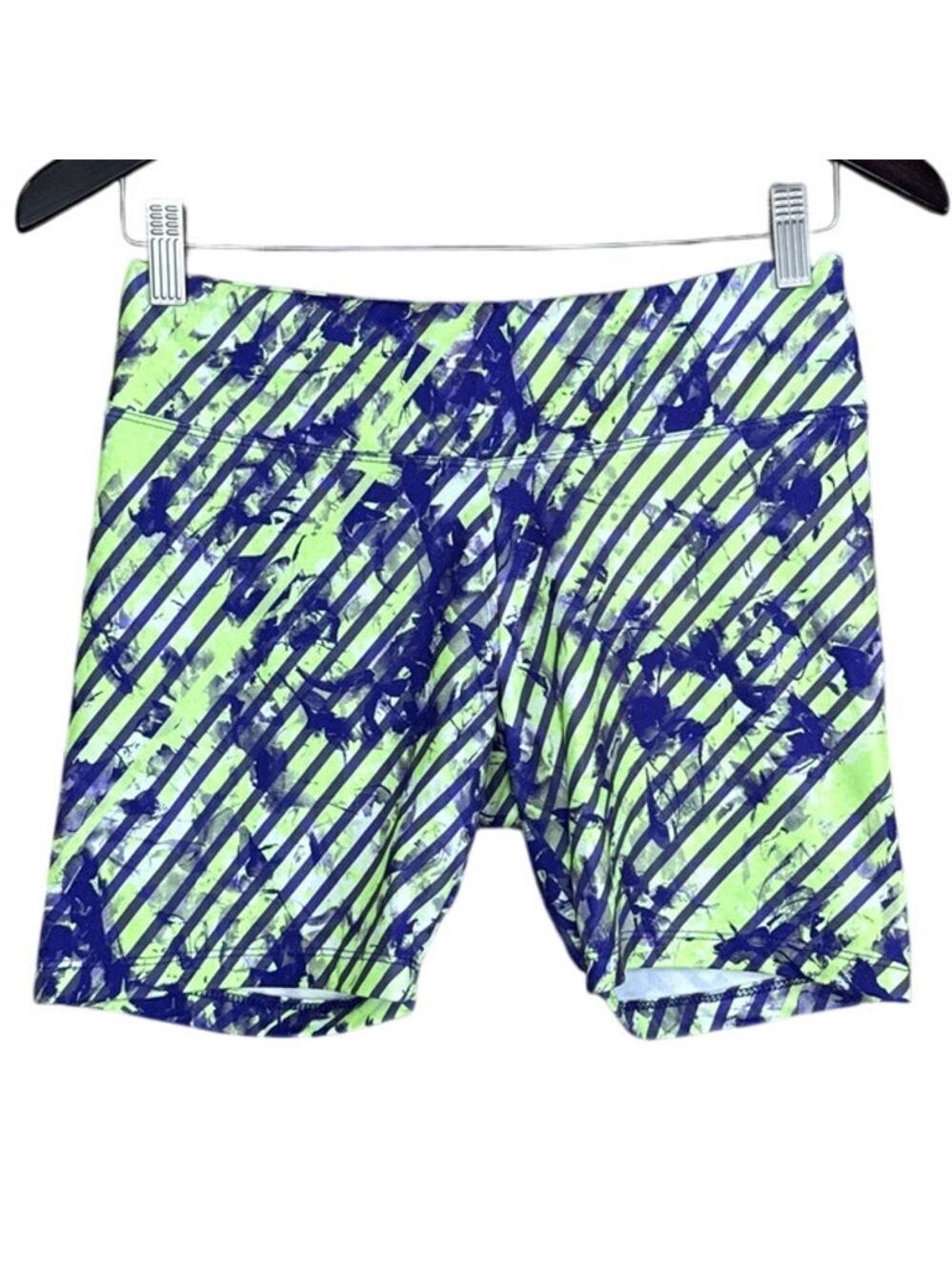 Marika Tek Athletic Bike Shorts Green Purple Stripe Size Medium